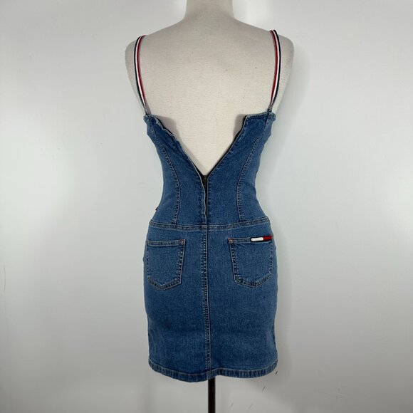 Vintage Y2K Tommy Hilfiger Denim Mini Dress Fitted Stretch Americana Size XS - Picture 6 of 12